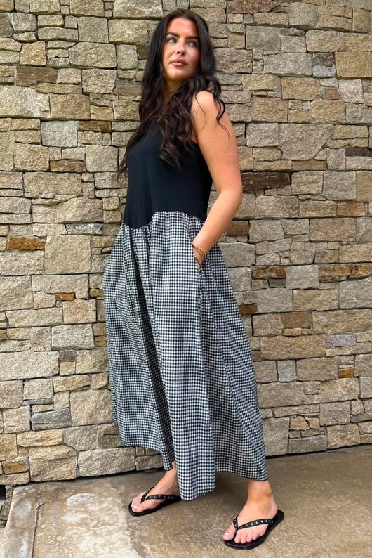 Arbi Gingham Magic Sundress Black